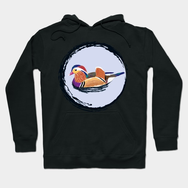 Nice Artwork showing a swimming Mandarin Duck II Hoodie by JDHegemann